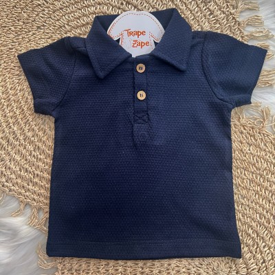 Jardineira e Camiseta Polo Xadrez Marinho